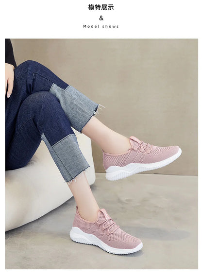 Women's shoes 2025 mesh breathable comfortable sports shoes soft sole lightweight fashion casual shoes - AMULET RING STORE