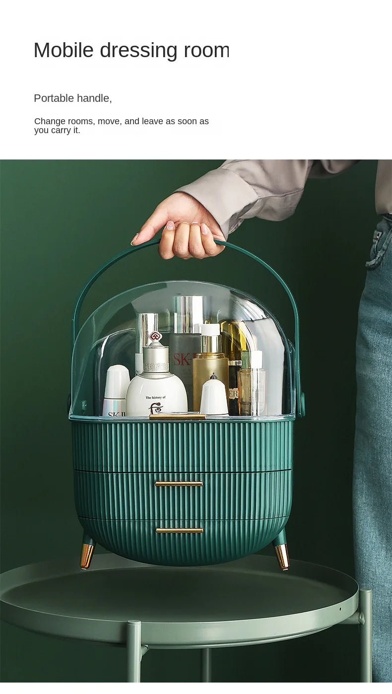 Large Cosmetic Storage Box Desktop Capacity Dustproof Storage Rack Vanity Lipstick Cosmetics Jewelry Storage Cabinet Organizer - AMULET RING STORE