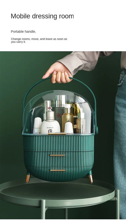 Large Cosmetic Storage Box Desktop Capacity Dustproof Storage Rack Vanity Lipstick Cosmetics Jewelry Storage Cabinet Organizer - AMULET RING STORE