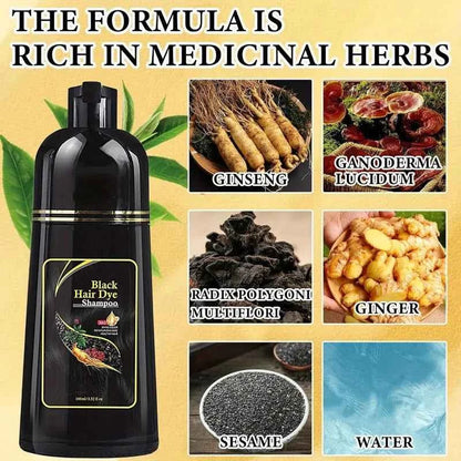 2pcs Black Hair Colouring Shampoo Natural Herbal Essence 3 in 1 Colouring Shampoo Clean Dandruff Removing for Covering White