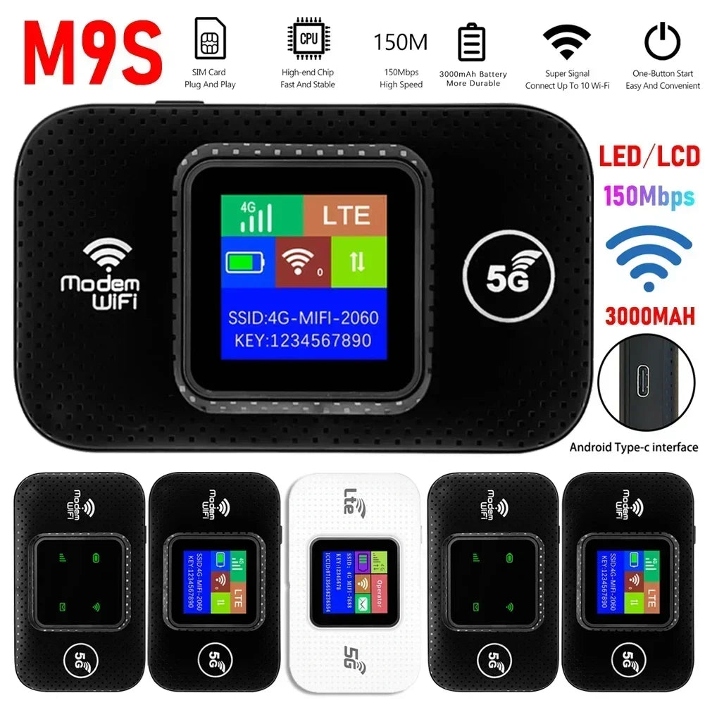 M9S/MF68E/H5577R 4G Lte Router Wireless Wifi Portable Modem Mini Outdoor Hotspot Pocket Mifi 150mbps Sim Card Slot Chip 3000mAh - AMULET RING STORE