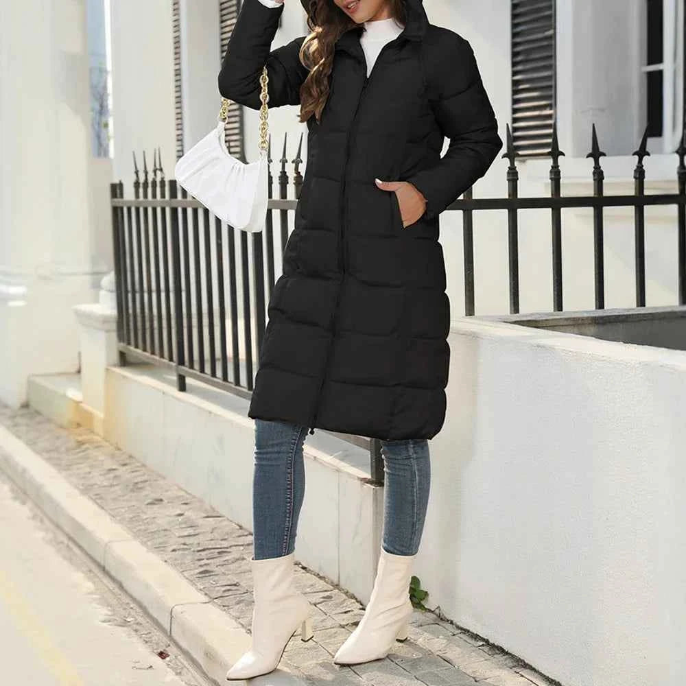 Women's Padded Coat Autumn Winter Simple Basics Zipper Long Sleeve Hoodie Daily Long Padded Clothes
