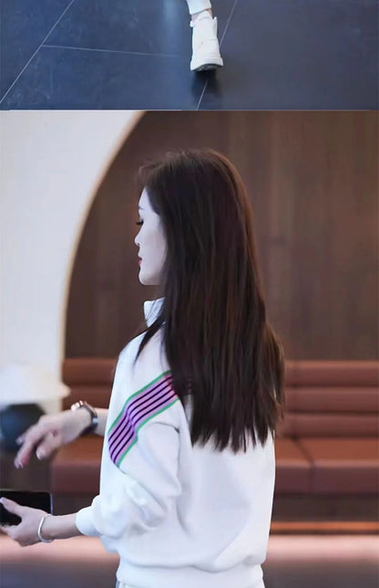 Women's Casual Suit Spring Autumn New Loose Tracksuit Fashion Tops And Pencil Pants 2 Two Piece Set Plus Size Clothing For Women