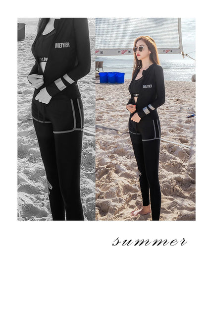 2024 Modest Fashion Swimming Suit For Women Full Cover Burkini Muslim Swimwear Womens Islamic Long Sleeve Swimsuit Skirted M-XXL