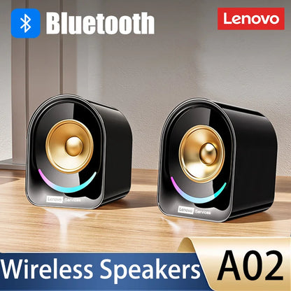 New Lenovo A02 Wireless Bluetooth V5.4 Speaker With Dual Mode RGB Light Wired Loudspeaker Vibrant Stereo Sound Camping Soundbox