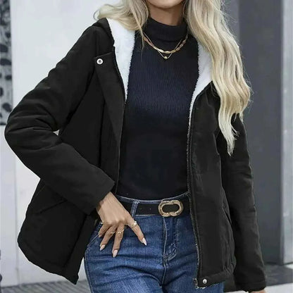 Women Autumn Winter Padded Coat Zip Up Long Sleeve Korean Hooded Jacket Fashion Solid Warm Clothes Casual Outfit Coats Street