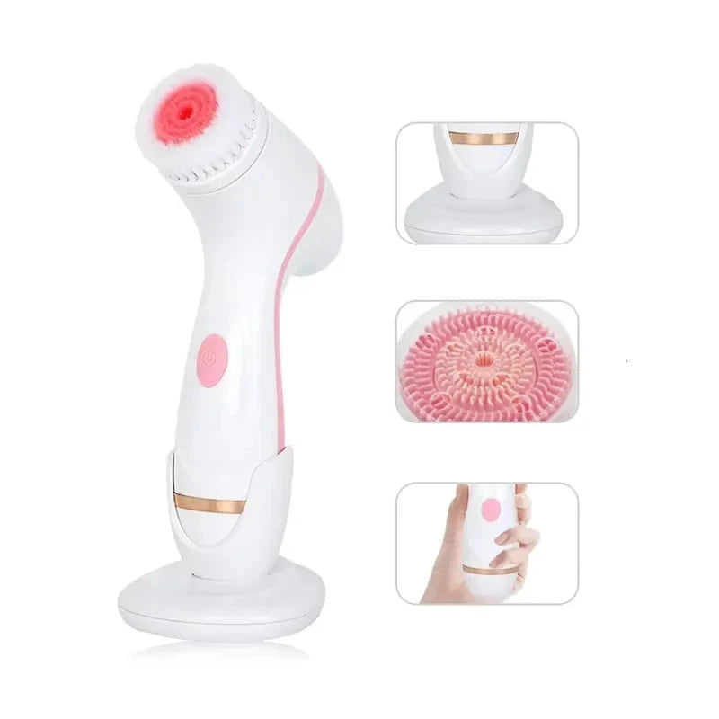 3 In 1 Electric Cleansing Brush Vibrations Facial Cleaner Face Massager Sonic Rotating Cleansing Brush Face Deep Cleansing Tool