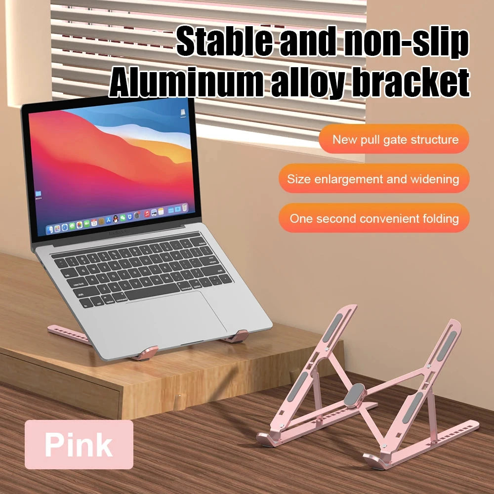 Aluminum Alloy Laptop Holder Stand Adjustable Foldable Portable for Notebook Computer Bracket Lifting Cooling Holder Non-slip - AMULET RING STORE