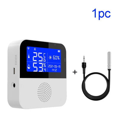 Tuya Smart WIFI Temperature and Humidity Sensor with Backlight LCD Display Indoor Thermometer Hygrometer Meter Support Alexa - AMULET RING STORE