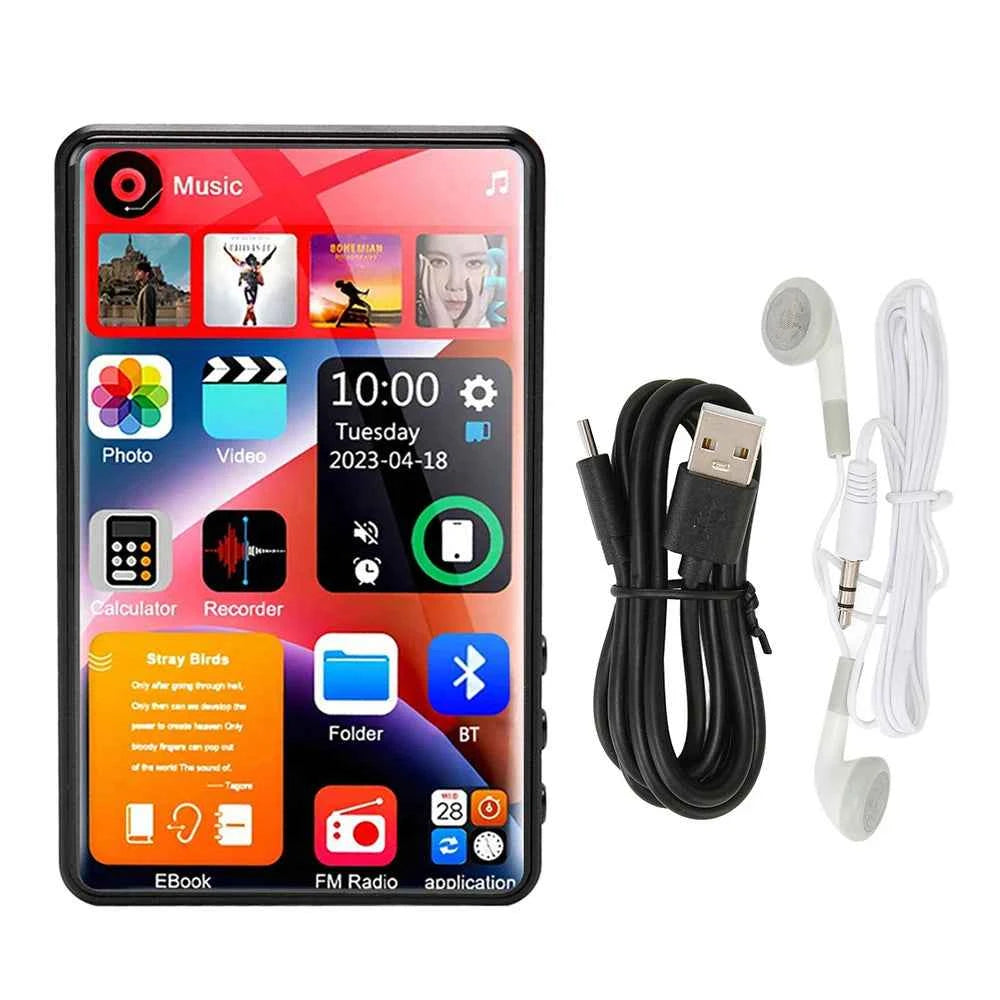 HD MP3 MP4 PlayerFull Touch ScreenBluetooth 5.2 Walkman16GBBuilt-in SpeakerMusic PlayerFM RadioRecordingEbook