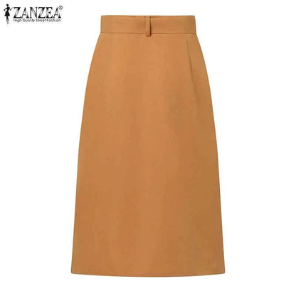 ZANZEA Cargo Skirts Elegant Women Evangelical Faldas  Mujer Office Lady High Waist Saias Summer 2024 Casual Buttons Up Jupes