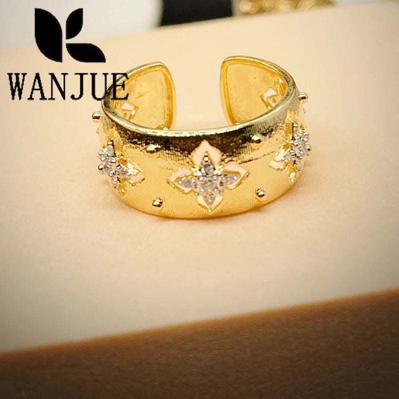 2024 Hot Sale Italian Hand-brushed Palace Style Two-color Craft Ring French Earrings Women's Fashion Luxury Jewelry