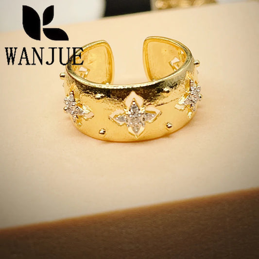 2024 Hot Sale Italian Hand-brushed Palace Style Two-color Craft Ring French Earrings Women's Fashion Luxury Jewelry