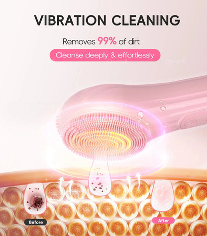 Electric Sonic Waterproof Facial Cleansing Brush Rechargeable Hot compress Deep Pore Cleaner Silicone Cleanse Skincare Device