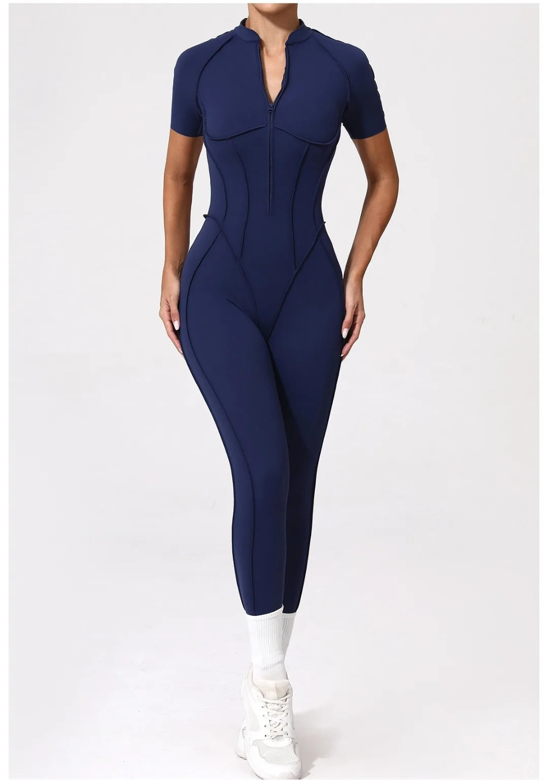 Seamless Yoga Jumpsuit Sports Fitness Backless Tight Zipper Long-sleeved One-Piece Workout Clothes Gym Leggings Sportswear