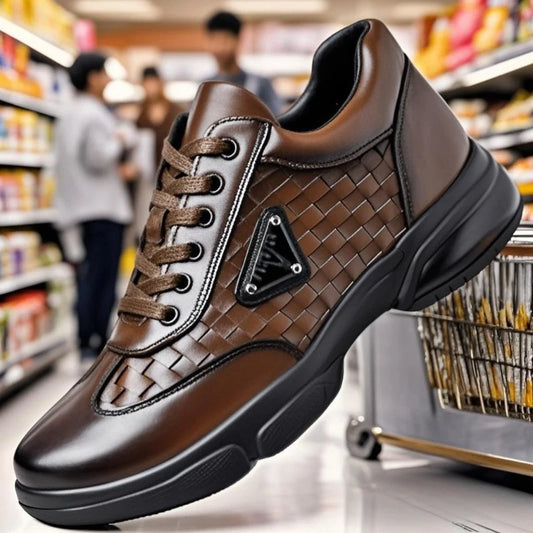 Men's Shoes Original Casual Leather Men Training Wear Resistant Sneakers Outdoor Male Treking Footwear Breathable Lace-up Shoes