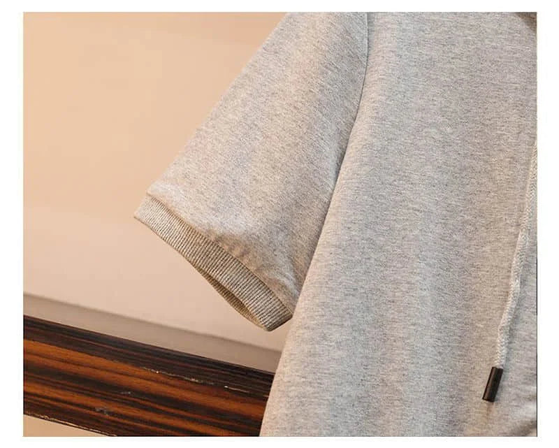 Womens T Shirts Sets Fashion Short Hooded Sports Casual Suits 2024 Summer Trend Slim Short Sleeve Tops Sweatpants Two Piece Set - AMULET RING STORE