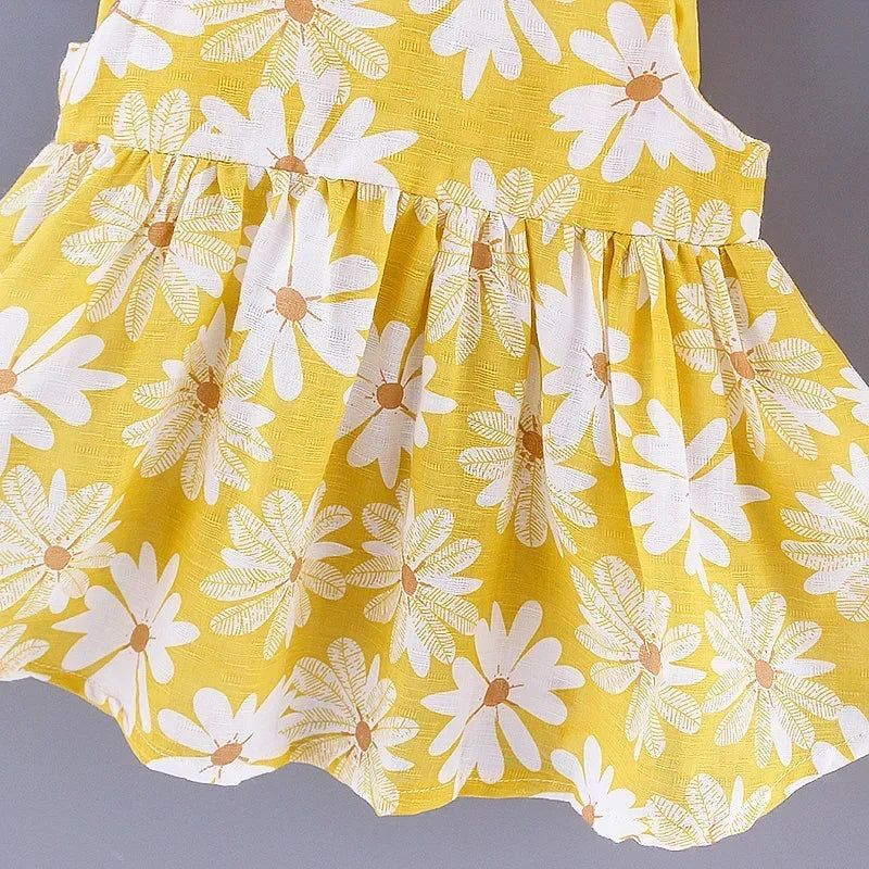 (Girls 0-3 Years Old) Summer New Girls Dress Floral Print Little Fresh Everyday Sweet Princess Dress with Bow