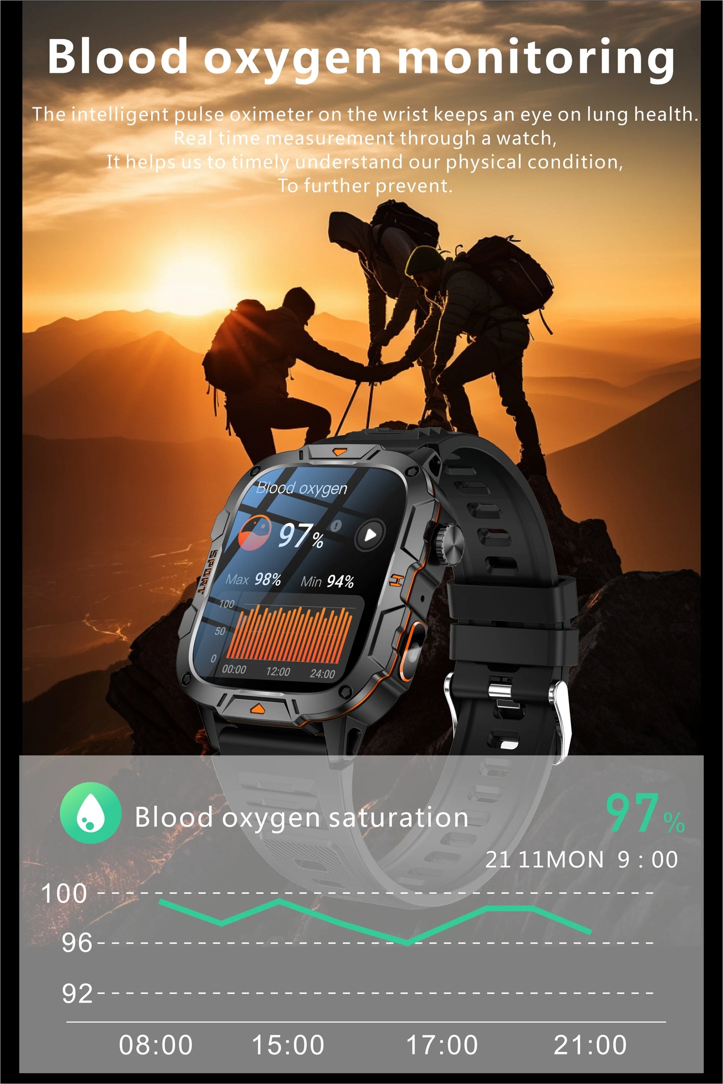 New Full Touch Smart Watch Men For Android Xiaomi Blood Pressure Oxygen Fitness Watch Waterproof LED Flashlight SmartWatch 2024 - AMULET RING STORE