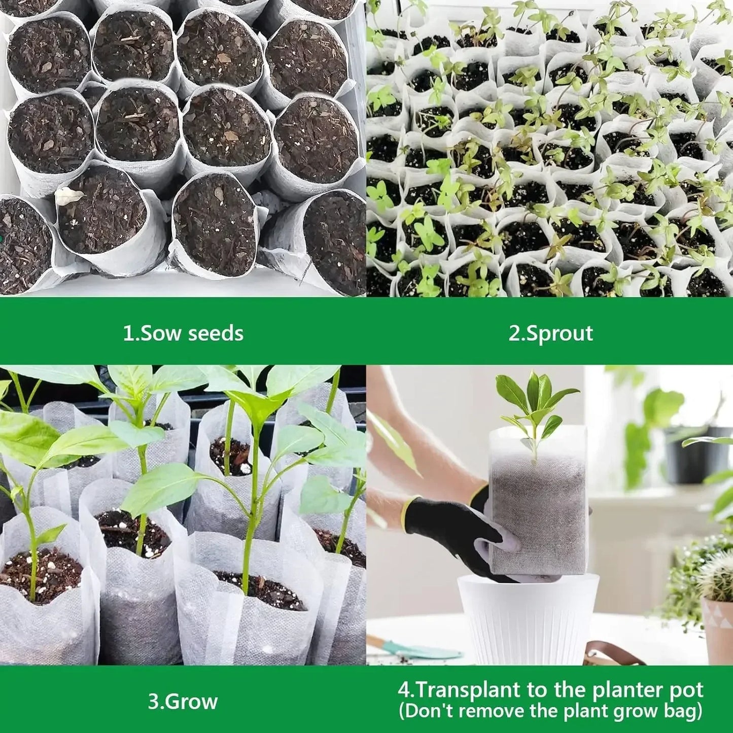 100PCS Breathable Plant Nursery Bags Biodegradable Grow Pots Fabric Seedling Containers Home Gardening Essentials - AMULET RING STORE