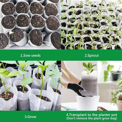 100PCS Breathable Plant Nursery Bags Biodegradable Grow Pots Fabric Seedling Containers Home Gardening Essentials - AMULET RING STORE
