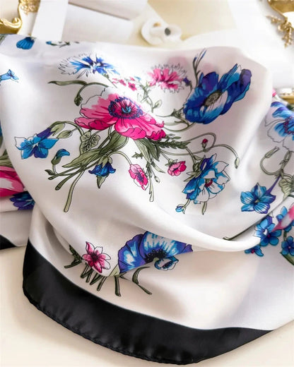 New Floral Print Hair Scarf Women Kerchief Neck Tie Hand Wrist Foulard Shawl Wraps Head Hijab Bandana Echarpe - AMULET RING STORE