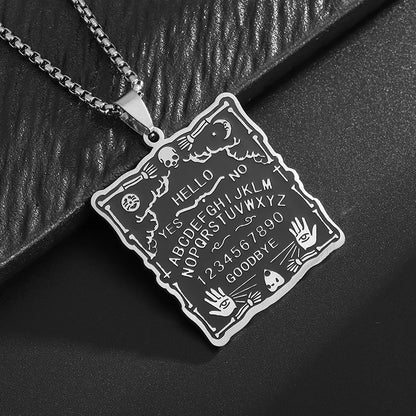 Islamic Allah Engraved Verse Pendant Ayatul Kursi Sutra Stainless Steel Dog Tag Necklace