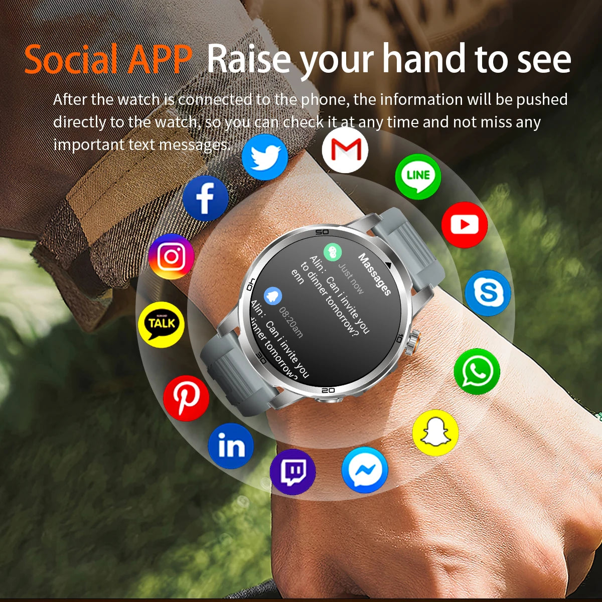 2026 New Outdoor Military Smart Watch For Men 1.85" AMOLED 1000mAh Battery IP69K Swim Flashlight Heart Rate Wireless Call Watchs