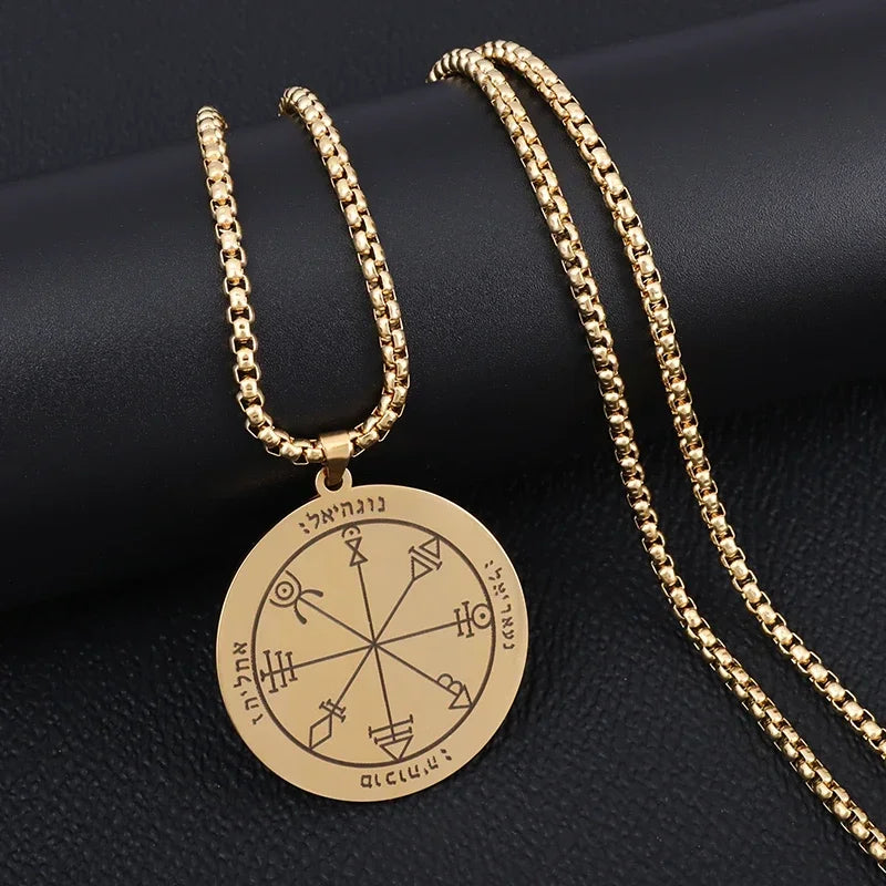 Retro Fashion Seven Angels Magic Circle Solomon's Seal Necklace Pendant AMULET RING STORE