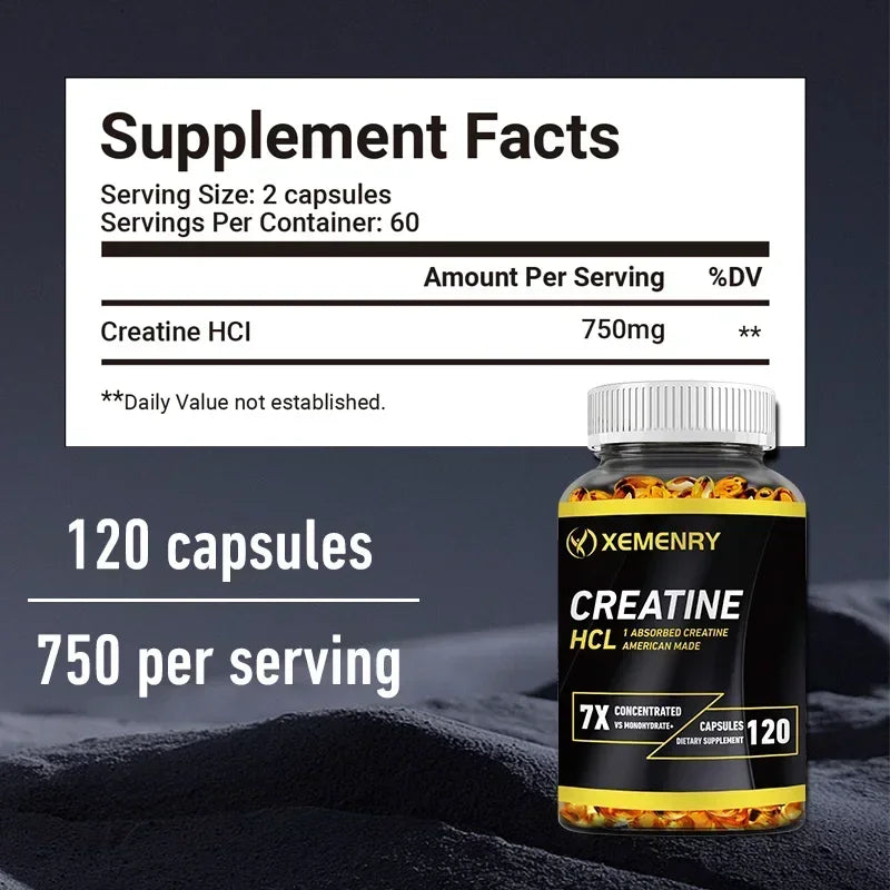 Creatine HCl Capsules - Pre-workout Creatine To Help Build Muscle, Cognitive Function, Muscle Strength and Energy Production - AMULET RING STORE
