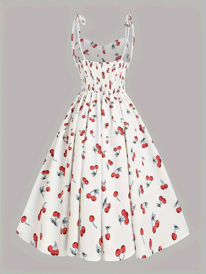 2024 European and American fashion plus size women's new flower print A-line skirt bow tie slit dress