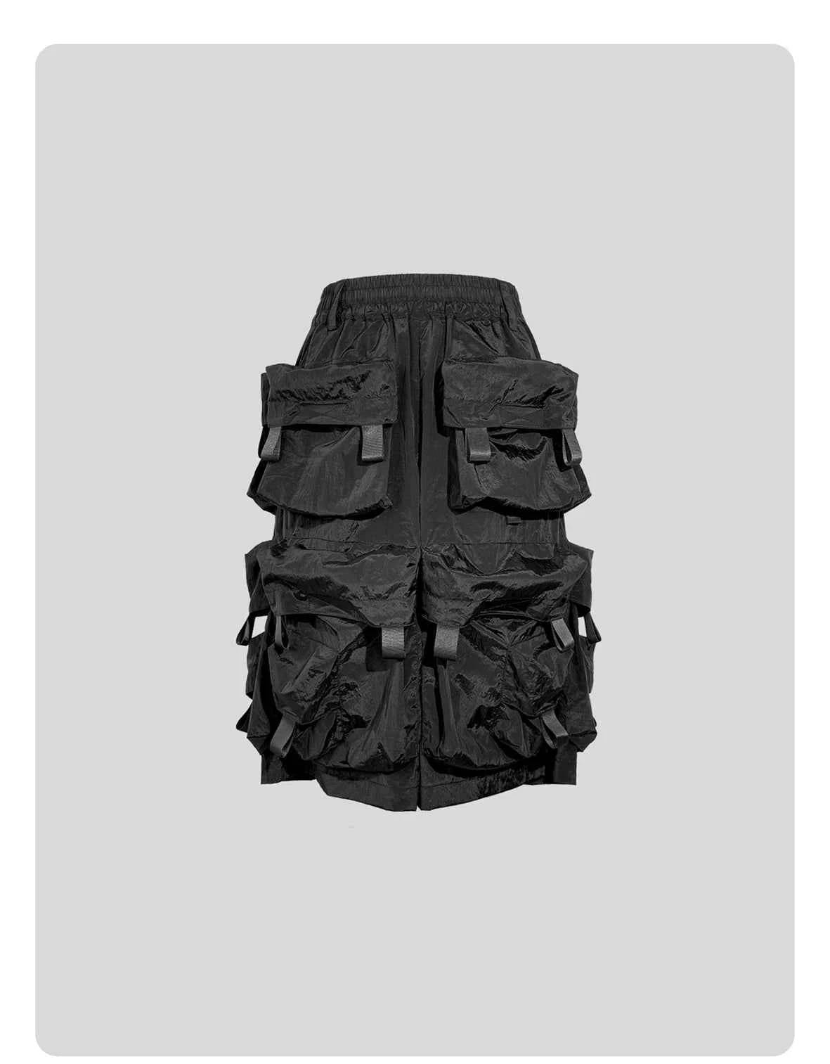 Mauroicardi Spring Summer Cool Handsome Thin Black Nylon Cargo Shorts for Men with Many Pockets Luxury Emo Techwear Clothes 2025