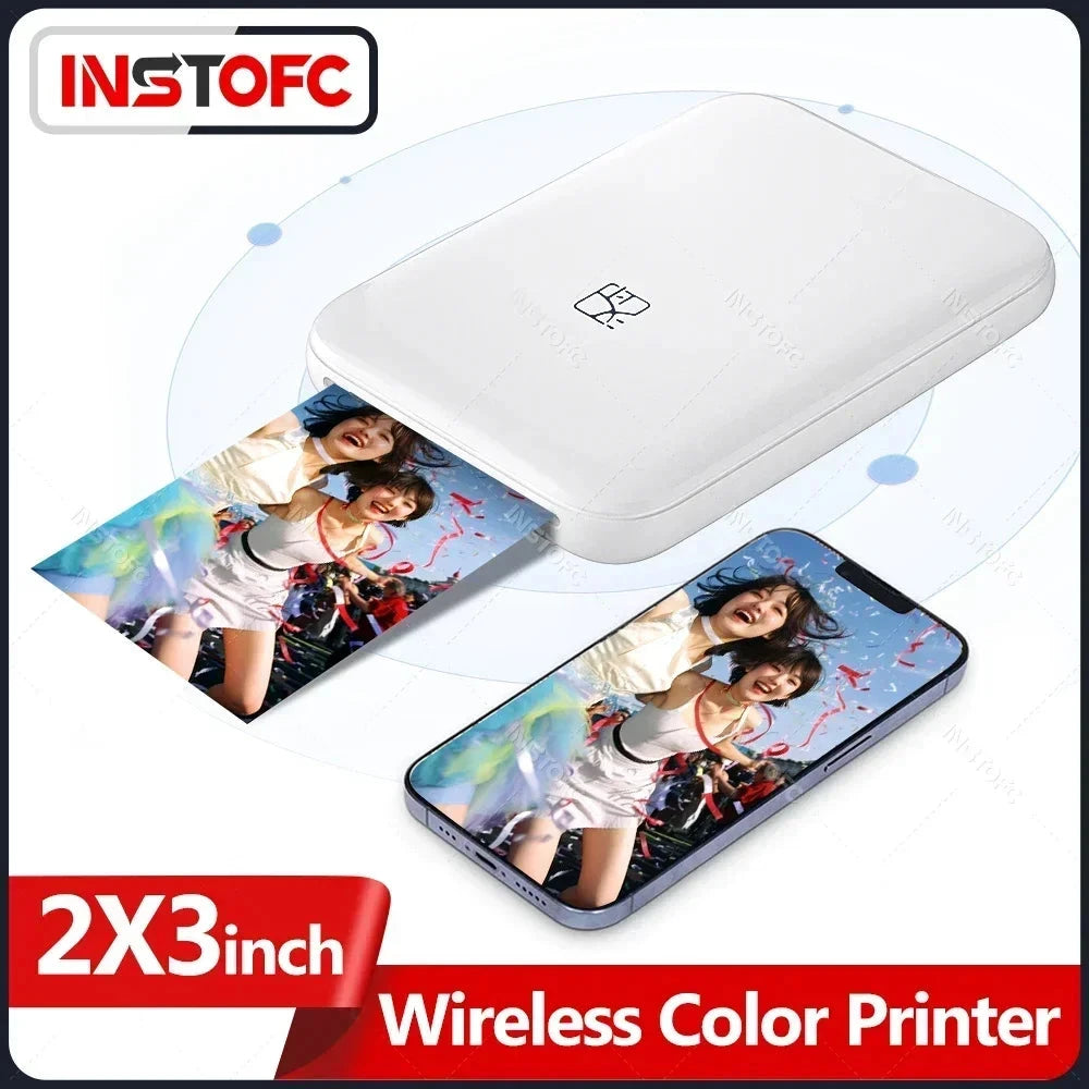 New! MT53 Color Photo Wifi Printer Portable Mobile Phone Mini Bluetooth Handheld Pocket Printing Machine 2x3 inch Sticky-Backed