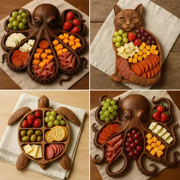 26*23*3cm natural wood Octopus Charcuterie Platter tray for food fruit salad baking dishes pans plates bowls home accessories - AMULET RING STORE