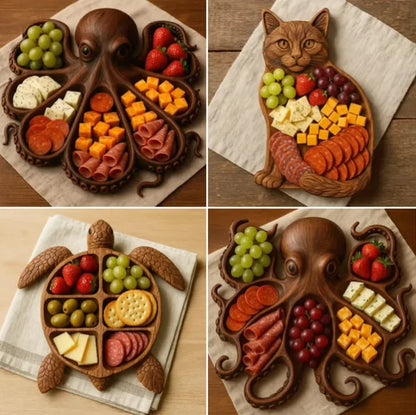 26*23*3cm natural wood Octopus Charcuterie Platter tray for food fruit salad baking dishes pans plates bowls home accessories - AMULET RING STORE