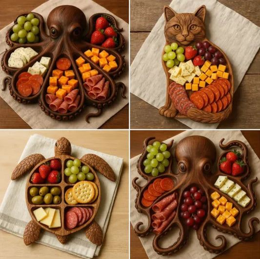 26*23*3cm natural wood Octopus Charcuterie Platter tray for food fruit salad baking dishes pans plates bowls home accessories - AMULET RING STORE