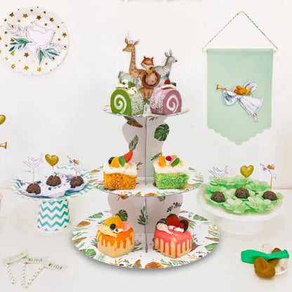 Cake Display Stand Jungle Mermaid Birthday Party Decorations Kids Dessert Holder Cake Tray Butterfly Baby Shower Cupcake Support - AMULET RING STORE