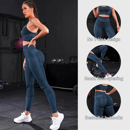 2 Pieces Women's Tracksuit Seamless Yoga Set Workout Sportswear Gym Clothing High Waist Leggings Fitness Sports Suits - AMULET RING STORE