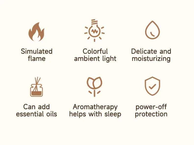 Flame Essential Oil Diffuser with Colorful Night Lights 300ML USB Home Ultrasonic Aromatherapy Fragrant Oil Humidifier Vaporizer