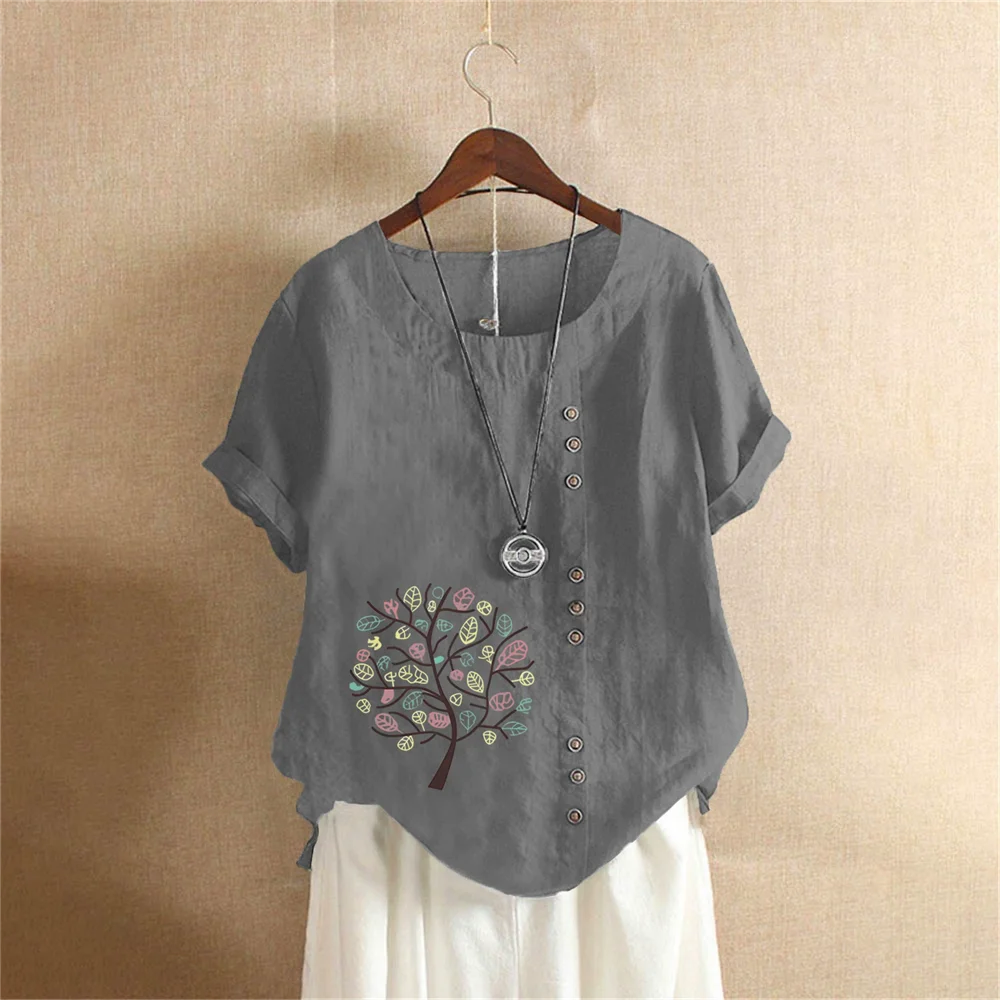 Cotton Linen T Shirt Women's Clothing Summer Retro Ladies Tops Tee Casual Loose Short Sleeve T-shirt Woman Ropa Blusas Tshirt