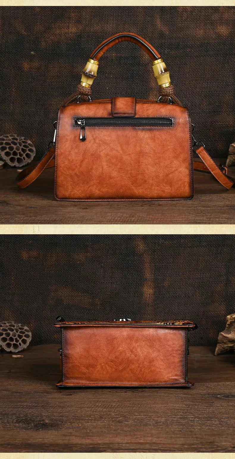 Motaora New Embossed Shoulder Bag For Women's 2025 Vintage Handmade Handbag Female PU Leather Big Capacity Crossbody Bags Purse