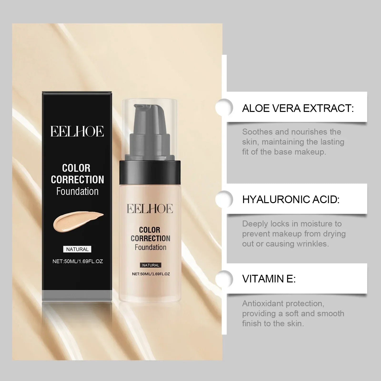 50ML Liquid Foundation CC Cream Matte Full Coverage Moisturizing Brightening Concealer BB Cream Oil Control Makeup Cosmetics - AMULET RING STORE