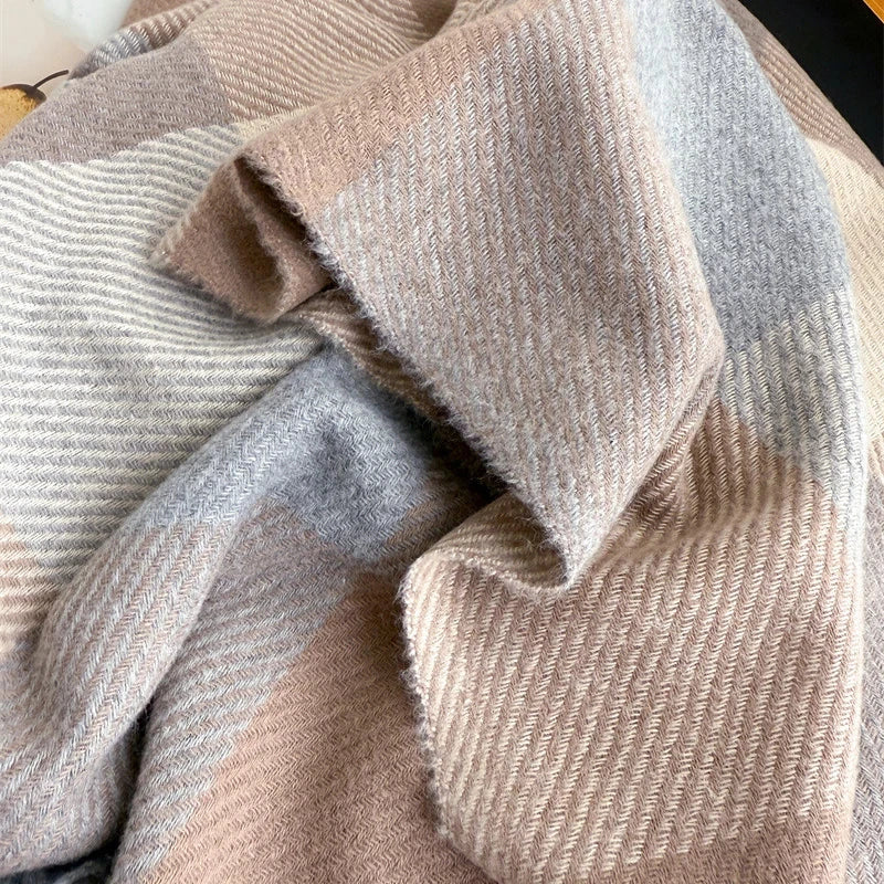 Plaid Imitation Cashmere Blanket Winter Women Scarf Designer Thick Warm Pashmina Shawl Wraps Tassel Poncho Stoles Echarpe Unisex