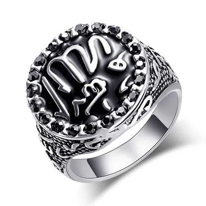 Vintage Arab Style Rings for Men Stainless Ethnic Arabic Calligraphy Ring - AMULET RING STORE