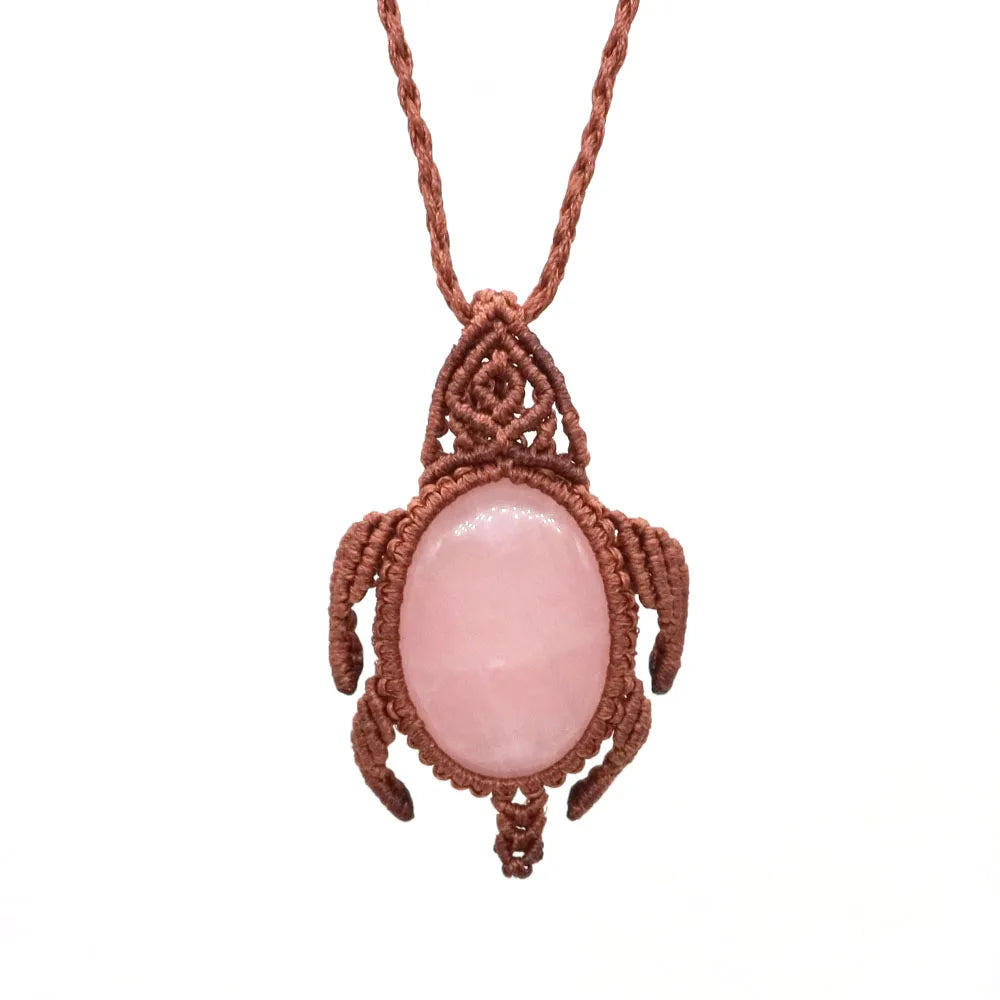 Natural Stones Tear Water Drop Pendant Crystals Healing Handmade Thread Rope Wrap Braided Macrame Chain Necklace Jewelry Gifts - AMULET RING STORE