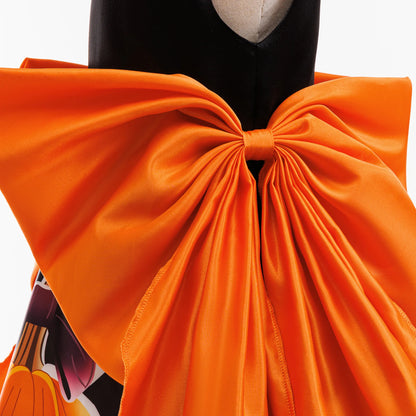 Girl Halloween costume 4-8 Yrs Halloween Theme Party Dresses Skeleton Bat Pumpkin Print Frocks Luxury Fluffy Kids Elegant Gown