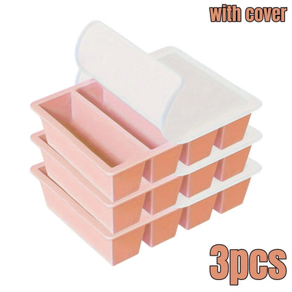 1/4pcs Large Rectangular Ice Cube Mold Set with Lid Stackable Freezer Trays for Bottles Beverages Long Cubes Mould Kitchen Items - AMULET RING STORE