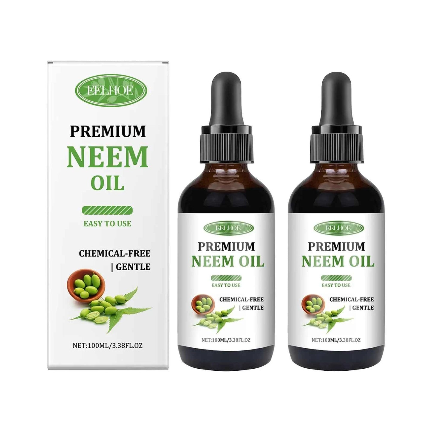 EELHOE 100ml Neem Oil Serum Cleansing Skin Plump Hair Growth Nail Top Coat Care Multi-purpose Essence Pure Natural Daily Care
