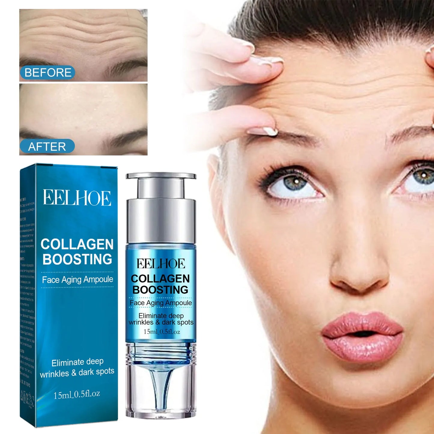 EELHOE Collagen Face Serum Ampoule Centella Anti-Aging Moisturizing Firming Skin Restore Elasticity Fade Fine Lines Skin Care