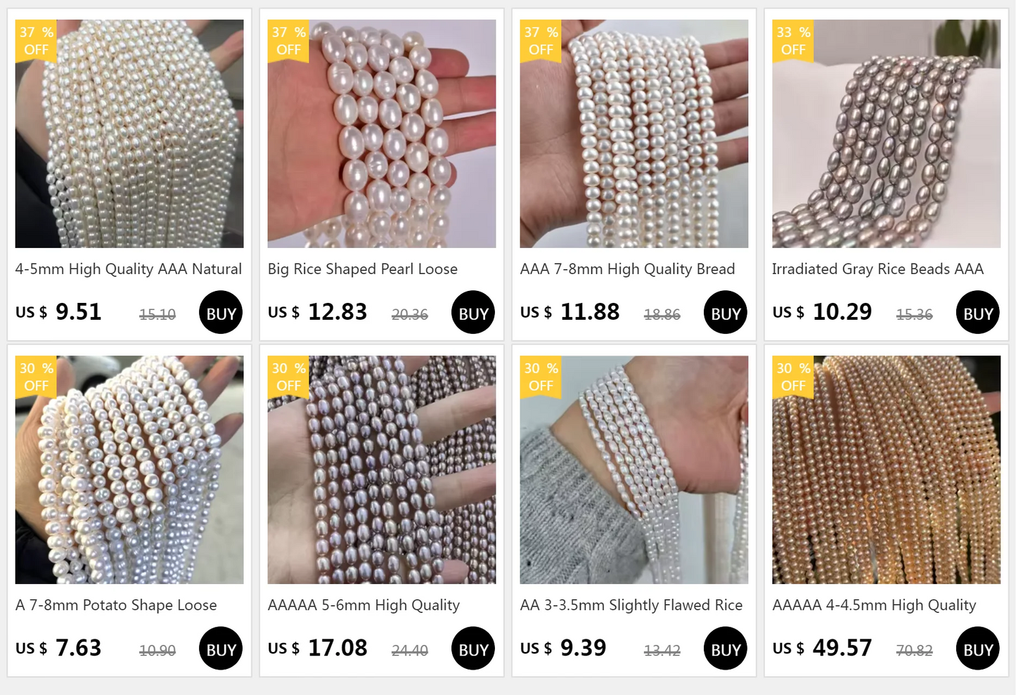 AAA White Rice Pearl Beads 6-7mm Natural Freshwater Baroque Pearls Beads for Jewelry Making DIY Necklace Bracelet Accessories - AMULET RING STORE